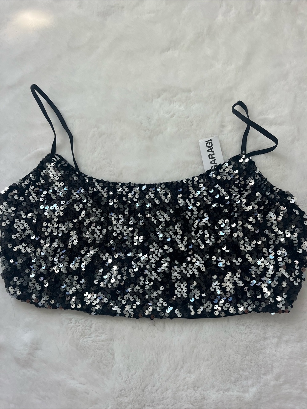 Garage Sequin Open Back Crop Top